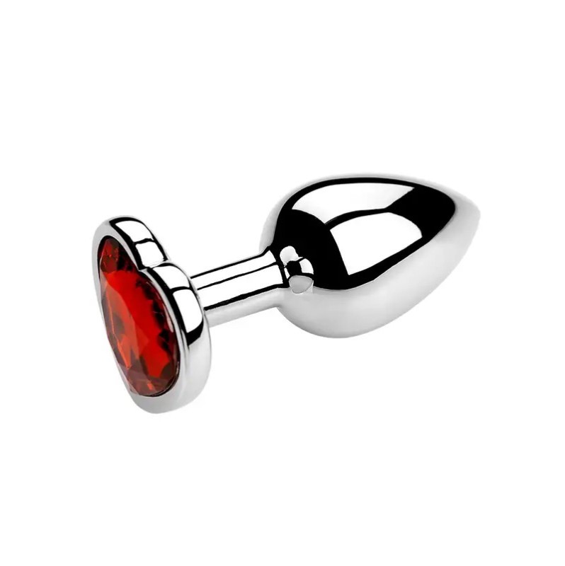 Butt Plug With Heart Jewel Small Red