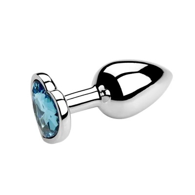 Butt Plug With Heart Jewel Small Blue Butt Plug With Heart Jewel Small Blue
