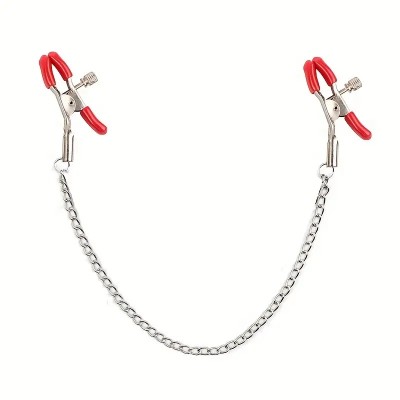 Classic Nipple Clamps With Chain Flirting Red Classic Nipple Clamps With Chain Flirting Red