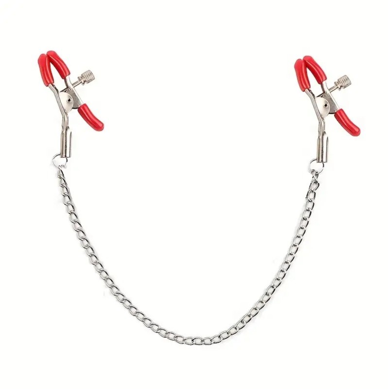 Classic Nipple Clamps With Chain Flirting Red