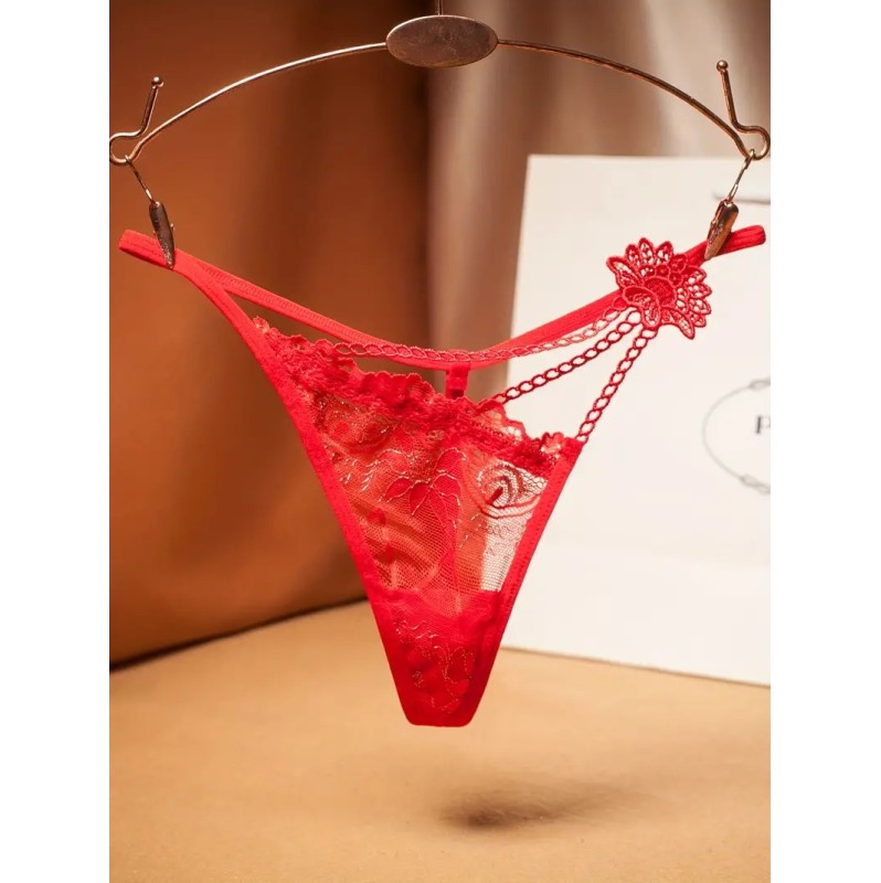 Lace Embroidery String Daisy Red