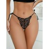 Floral Lace Thong Bow Black