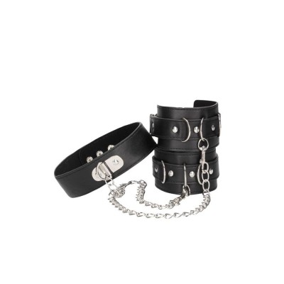 Leather Collar With Handcuffs Ouch! Black Leather Collar With Handcuffs Ouch! Black