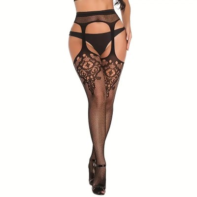 Fishnet Suspender Pantyhose Jacquard Black Fishnet Suspender Pantyhose Jacquard Black