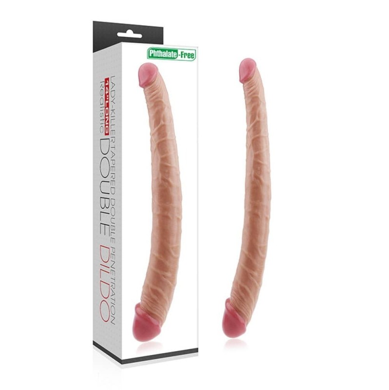 Διπλό Dildo Lovetoy Ladykiller Tapered Double Penetration 35.5cm Μπεζ