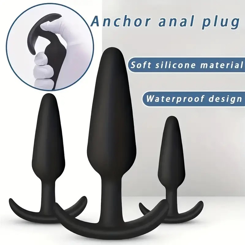 Love Market Butt Plug Silicone Set Love Market Black Non-Vibrating butt plugs