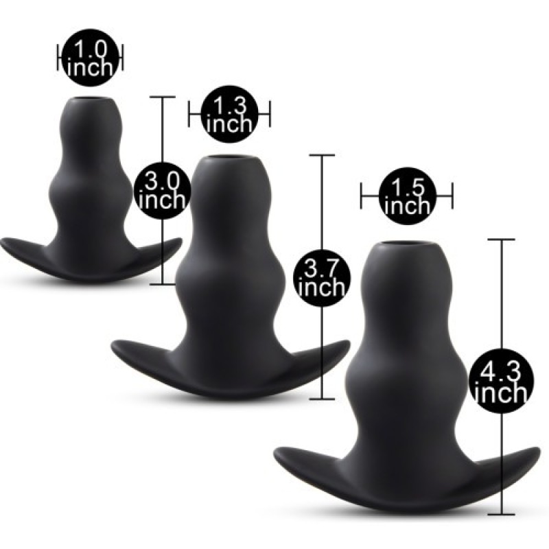 Hollow Butt Plug Set Love Market Black Love Market Hollow Butt Plug Set Love Market Black Non-Vibrating butt plugs