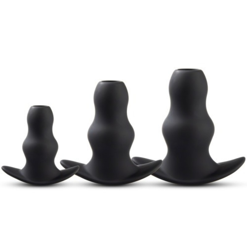 Hollow Butt Plug Set Love Market Black Love Market Hollow Butt Plug Set Love Market Black Non-Vibrating butt plugs