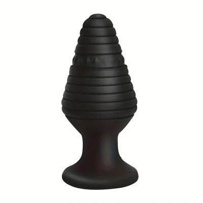 Butt Plug With Jewel  Drill Thread Large Black Butt Plug With Jewel  Drill Thread Large Black