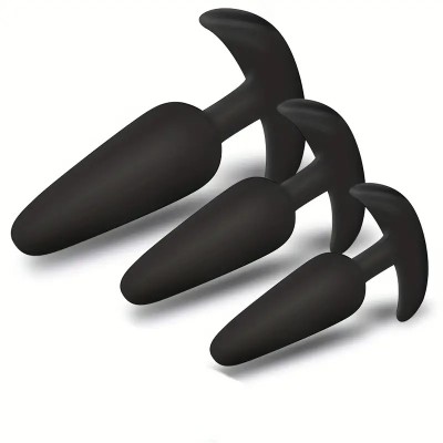 Butt Plug Silicone Set Love Market Black Butt Plug Silicone Set Love Market Black
