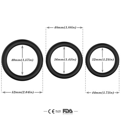 Three Size Cock Ring Set Armony Black Three Size Cock Ring Set Armony Black