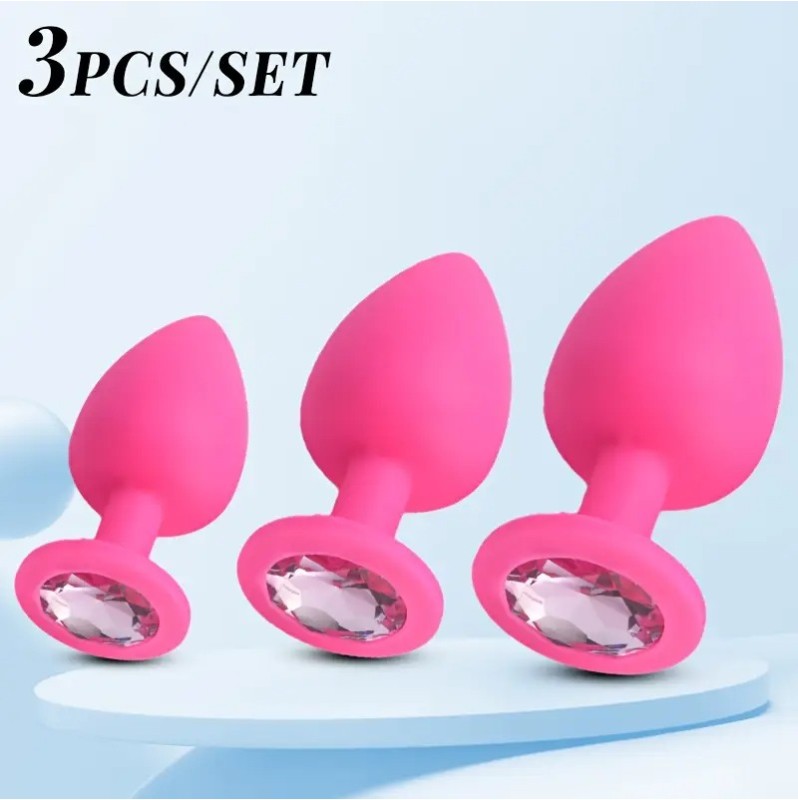 Butt Plug With Jewel Set Love Market Pink