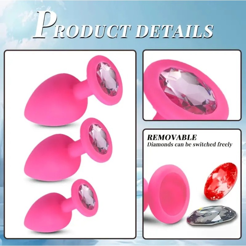 Butt Plug With Jewel Set Love Market Pink