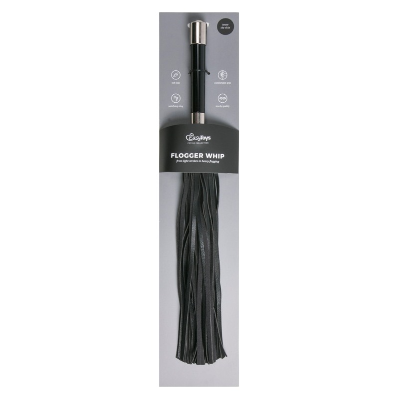 Easytoys – Fetish Collection Μακρή Μαστίγιο με Μεταλλική Λαβή Easytoys Μαύρο Μαστίγια & Paddles