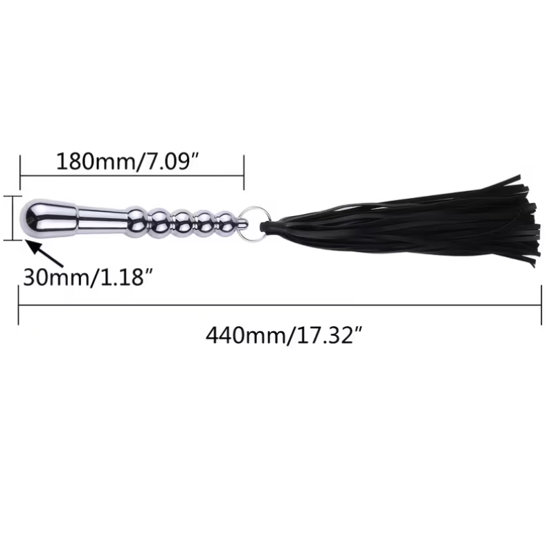 Love Market Flogger With Metal Anal Plug Love Market Black Floggers & Paddles