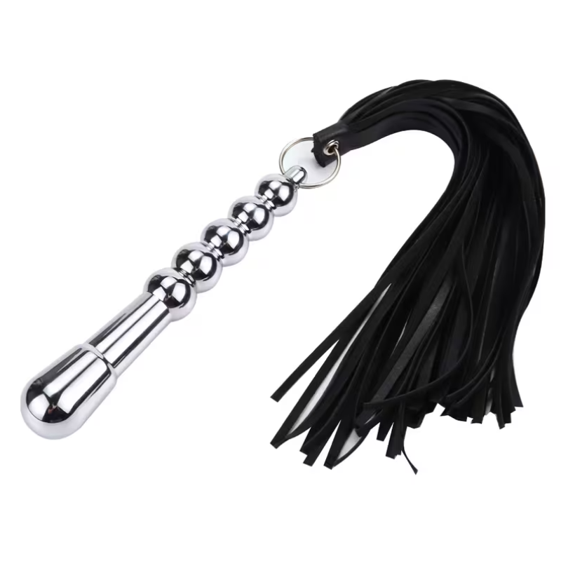 Love Market Flogger With Metal Anal Plug Love Market Black Floggers & Paddles